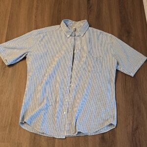 American Apparel Blue & White Striped Short-Sleeve Button-Down Shirt
